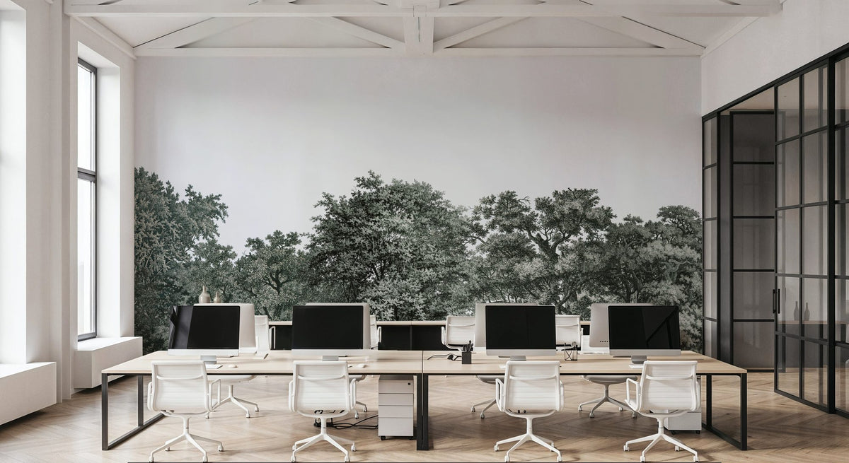 Over the Treetops, Forest Green Mural Wallpaper - room preview 05