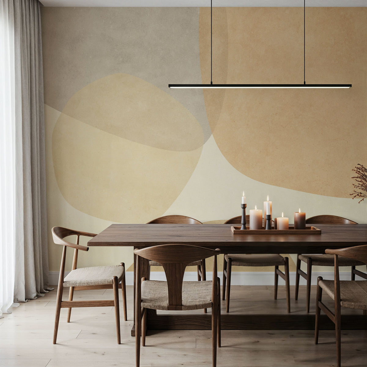 Embracing Shapes, Butter Yellow Mural Wallpaper - room preview 05