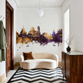 Sofia Bulgaria Skyline Purple & Gold Mural Wallpaper - room preview 05