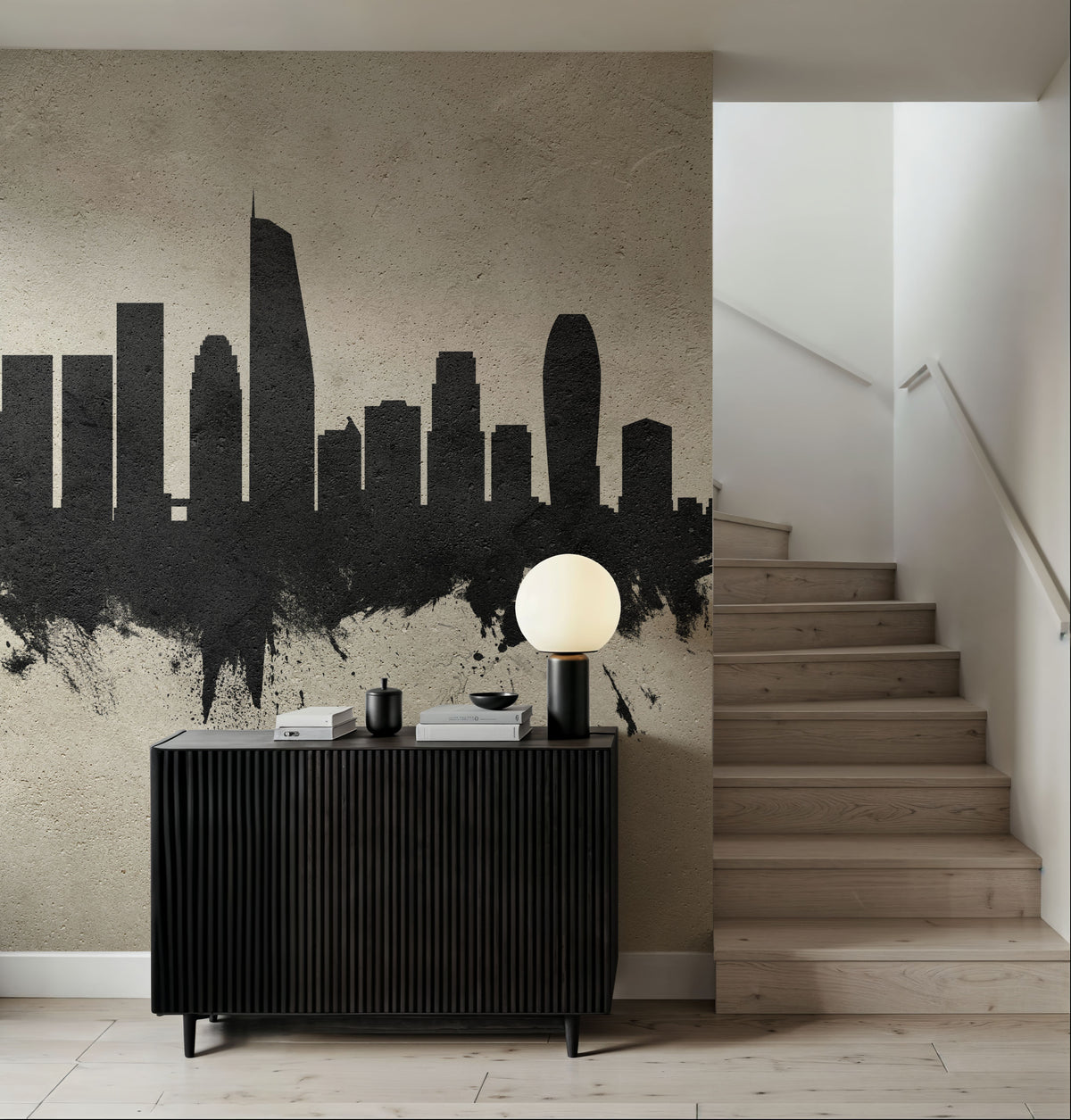 Los Angeles Skyline Concrete Mural Wallpaper - room preview 05