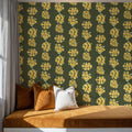 Ditsy Floral Clusters, Avocado Green Mural Wallpaper - room preview 05
