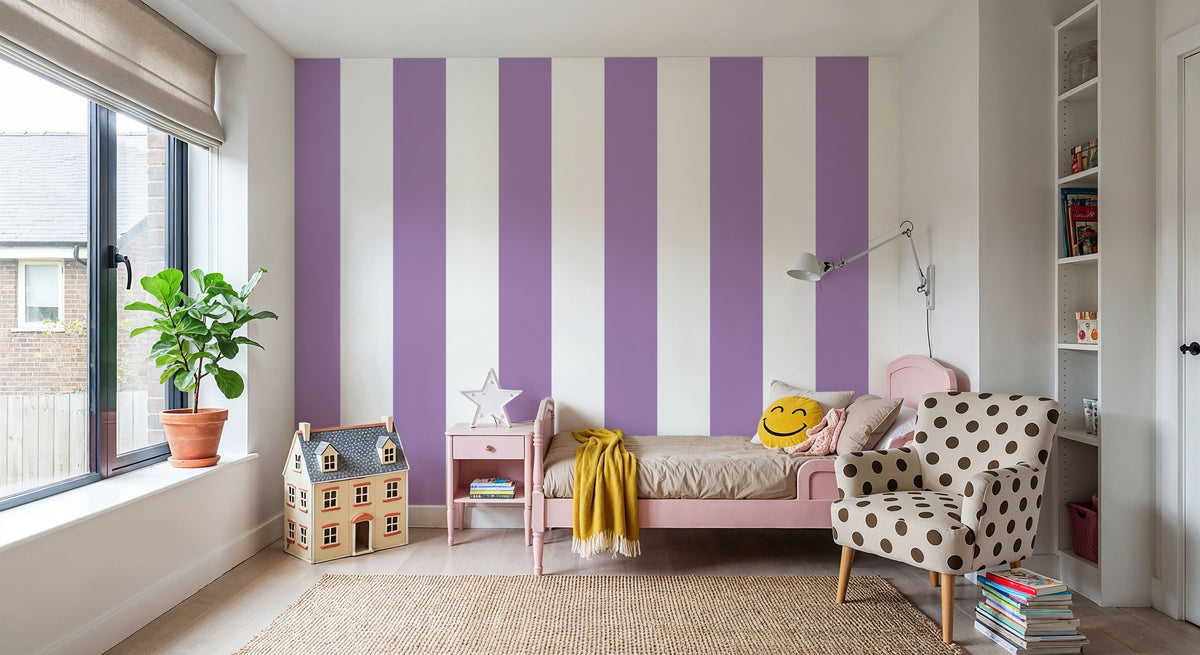 Circus Stripes, Purple Mural Wallpaper - room preview 05