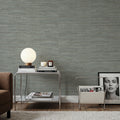 Faux Grasscloth with Visible Seams, Stone Grey Mural Wallpaper - room preview 05