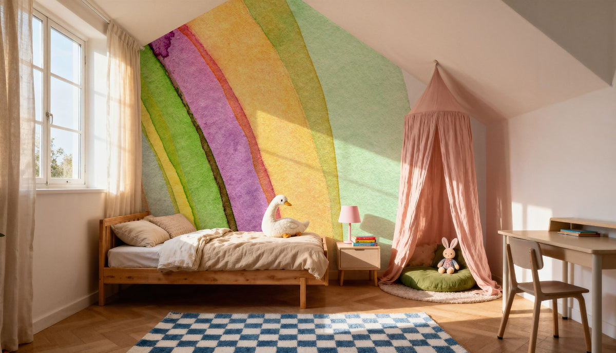 Watercolor Rainbow Mural Wallpaper - room preview 05