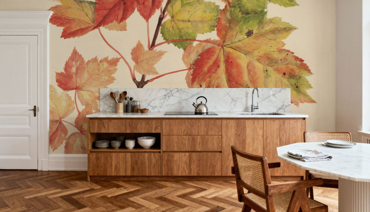 Fall Leaves II Muted Mural Wallpaper - room preview 05