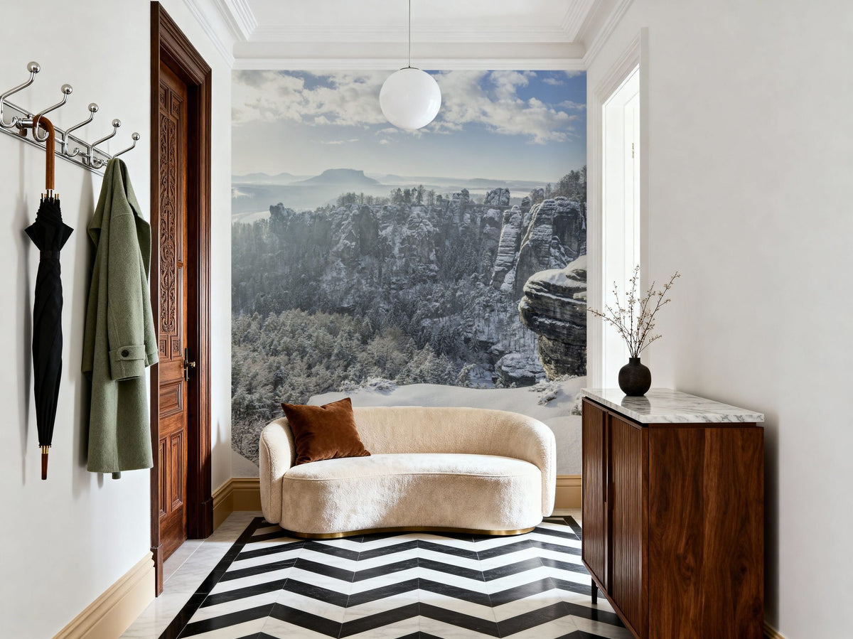 Swiss Winter Panorama Mural Wallpaper - room preview 05