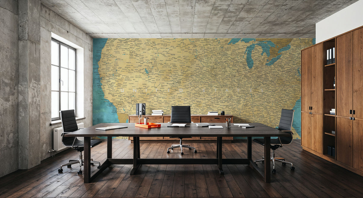 US Map Detailed - Lexy Mural Wallpaper - room preview 05
