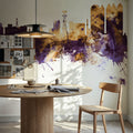 Kolkata (Calcutta) India Skyline Purple & Gold Mural Wallpaper - room preview 05