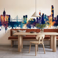 Hong Kong Skyline Blue & Bronze Mural Wallpaper - room preview 05