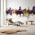 Havana Cuba Skyline Purple & Gold Mural Wallpaper - room preview 05