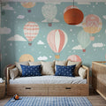 Hot Air Balloon Cloudy Mural Wallpaper - room preview 05