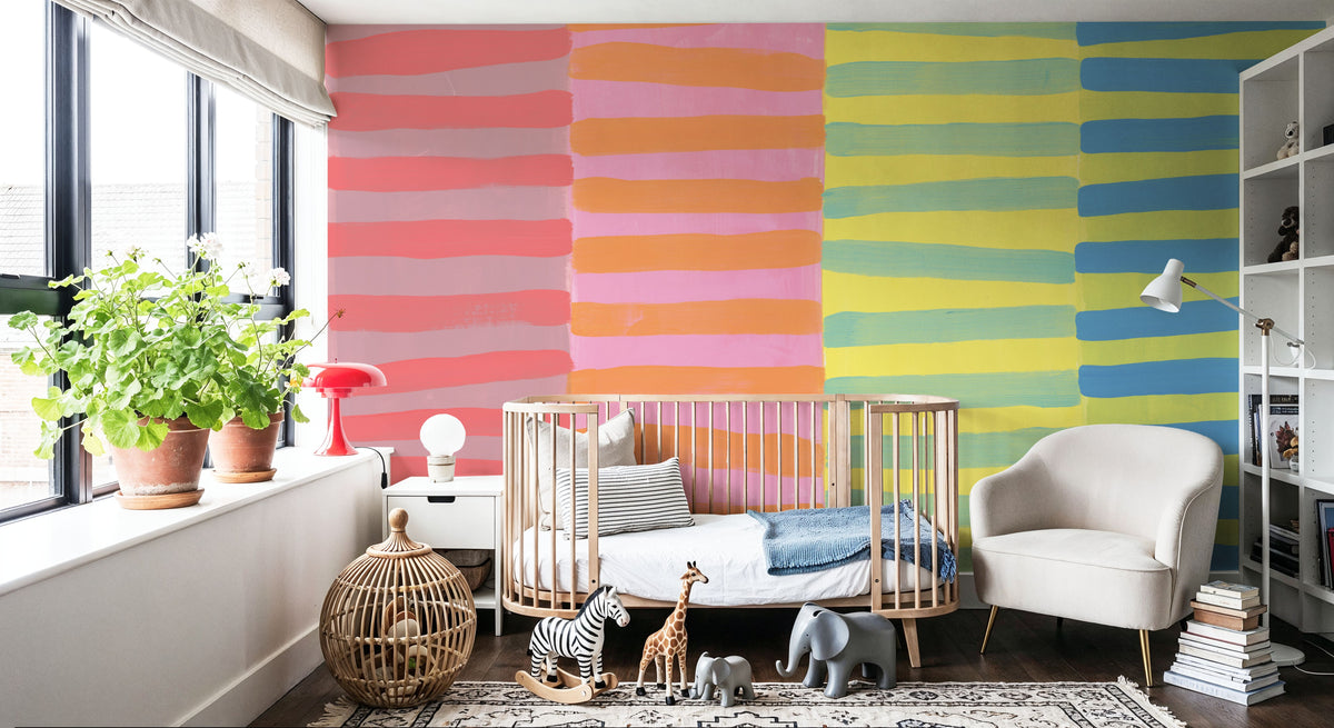 Sunny Side Stripes Mural Wallpaper - room preview 05