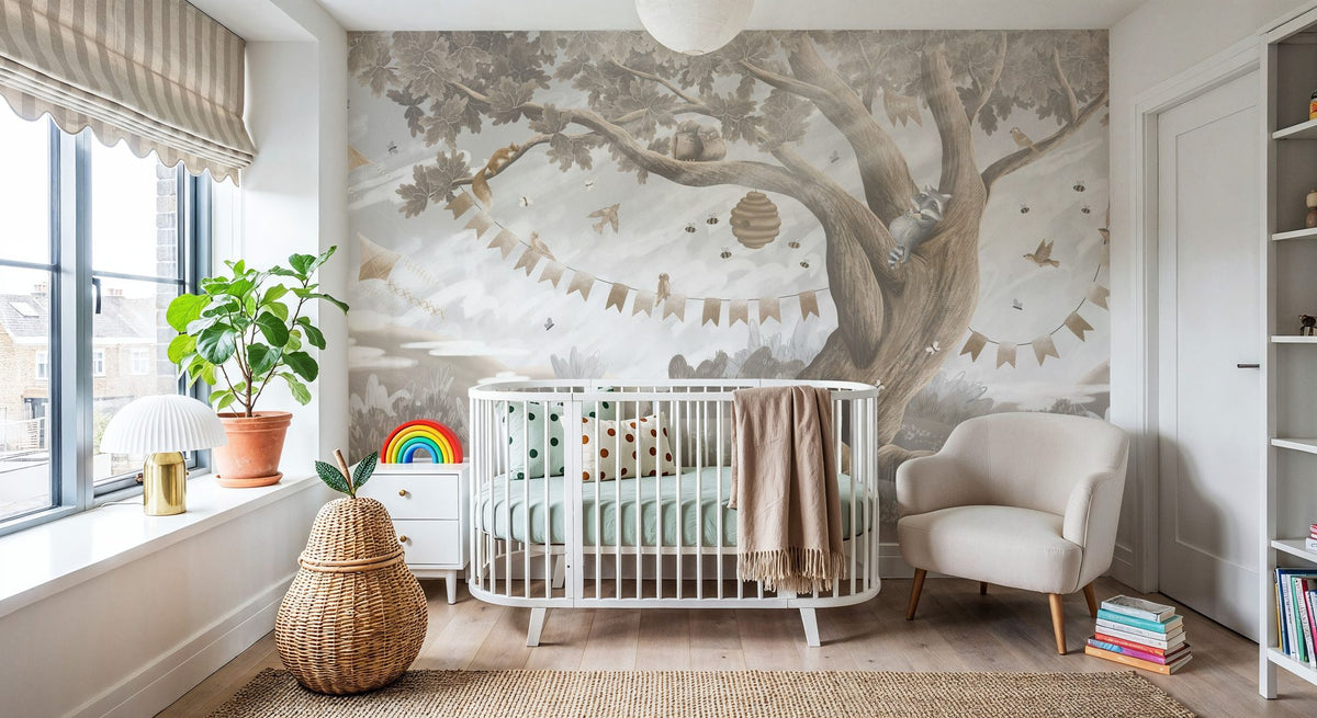 Oak Hill Slumber, Beige Mural Wallpaper - room preview 05
