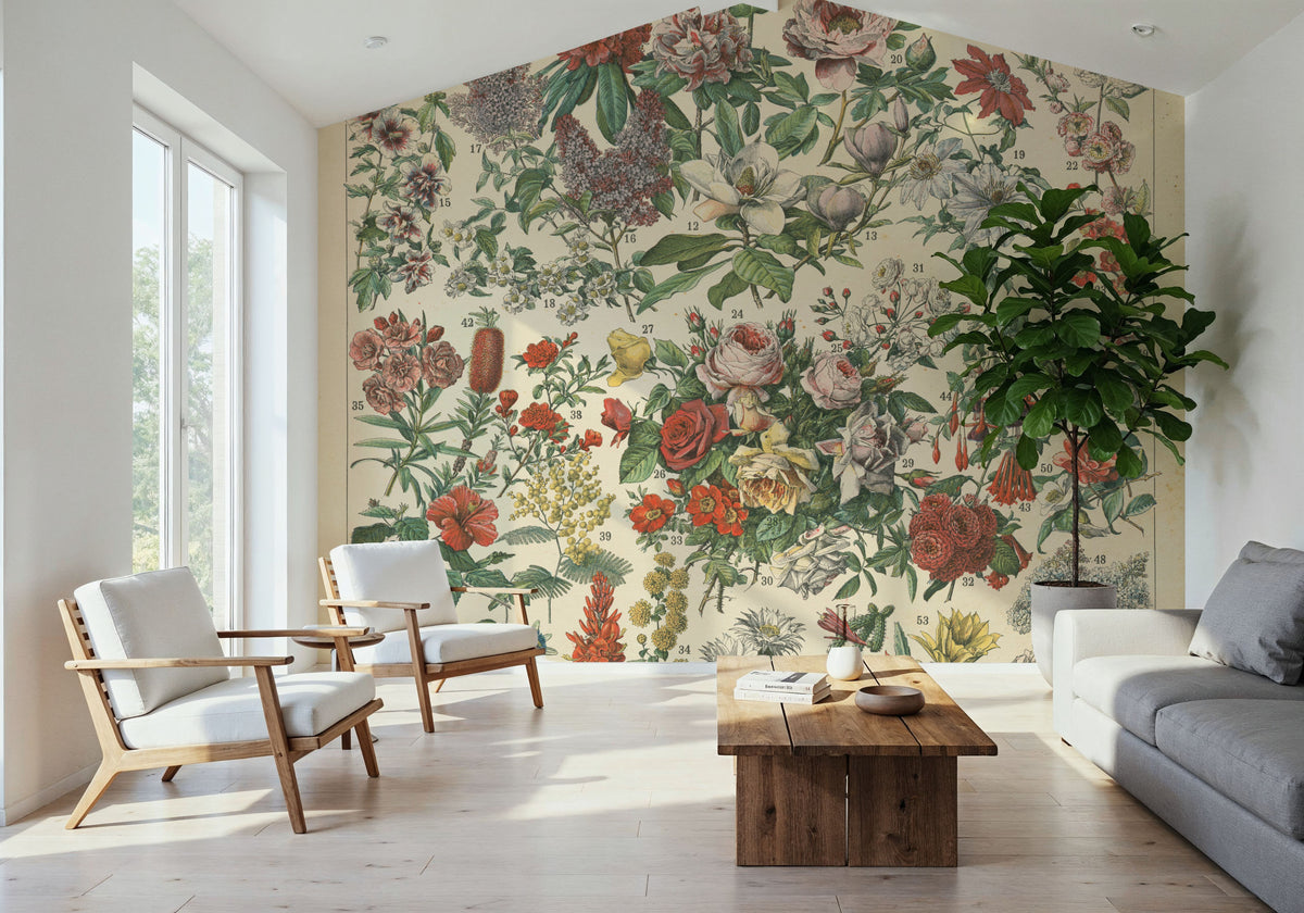 French Flower Chart Mural Wallpaper - room preview 05
