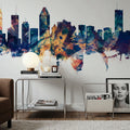 Montreal Canada Skyline Blue & Bronze Mural Wallpaper - room preview 05