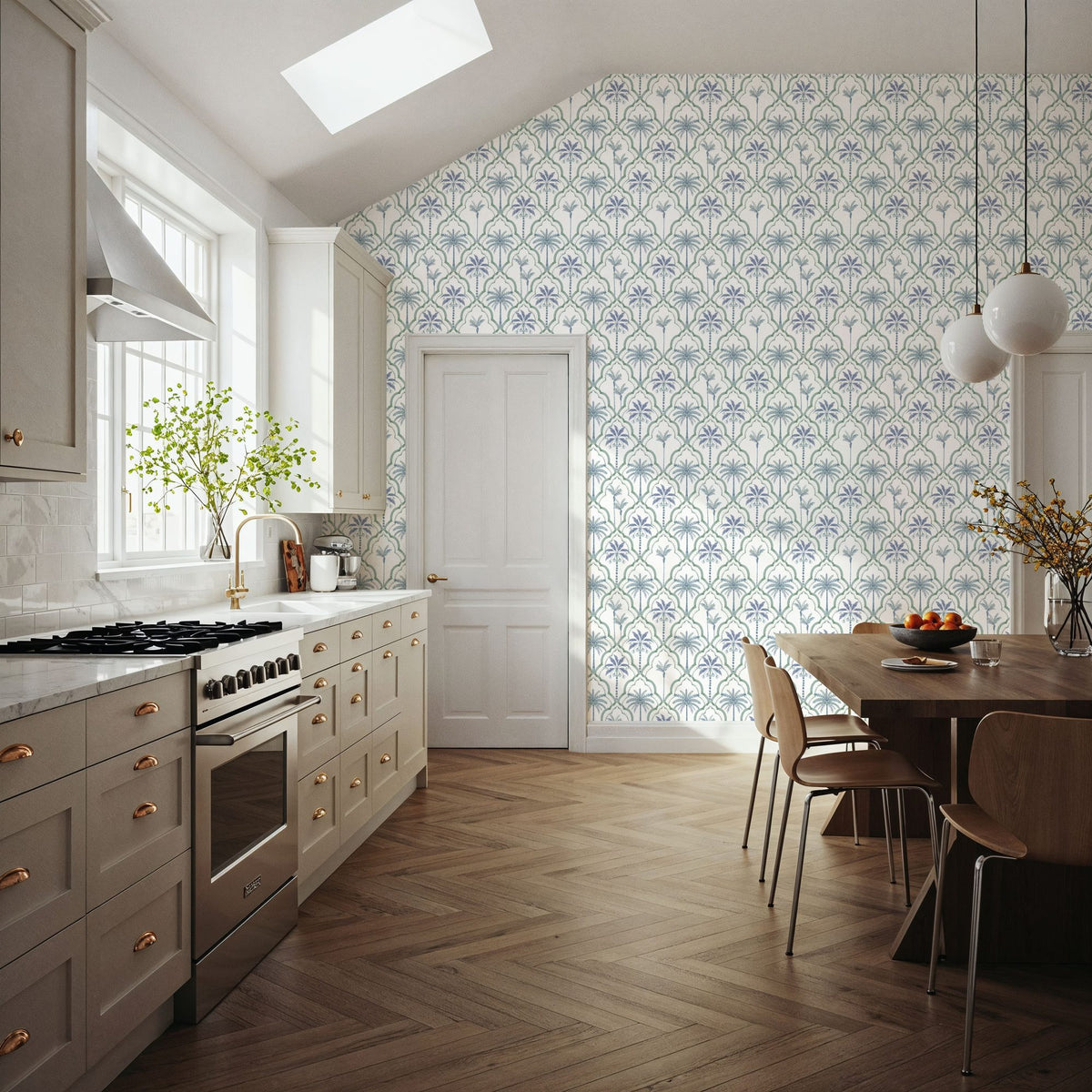 The Palm Lattice, Seafoam Mural Wallpaper - room preview 05