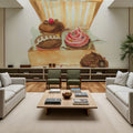 Cupcake Quartet on Stripes Mural Wallpaper - room preview 05