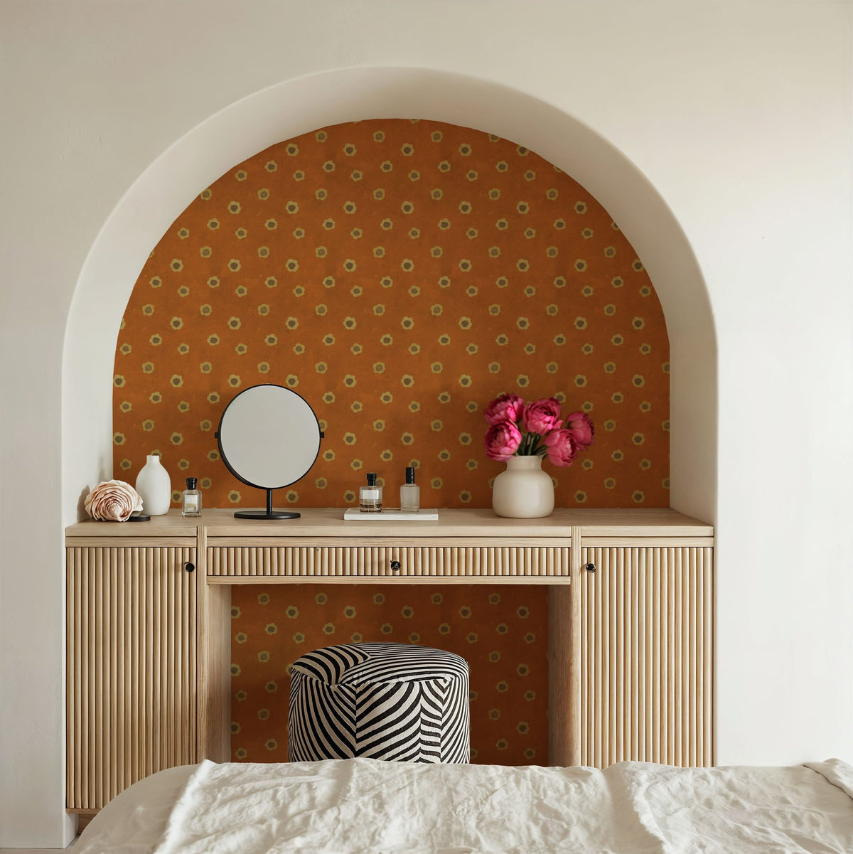 Autumn Buds Light Brown Mural Wallpaper - room preview 05