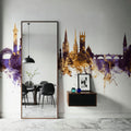 Shrewsbury England Skyline Purple & Gold Mural Wallpaper - room preview 05
