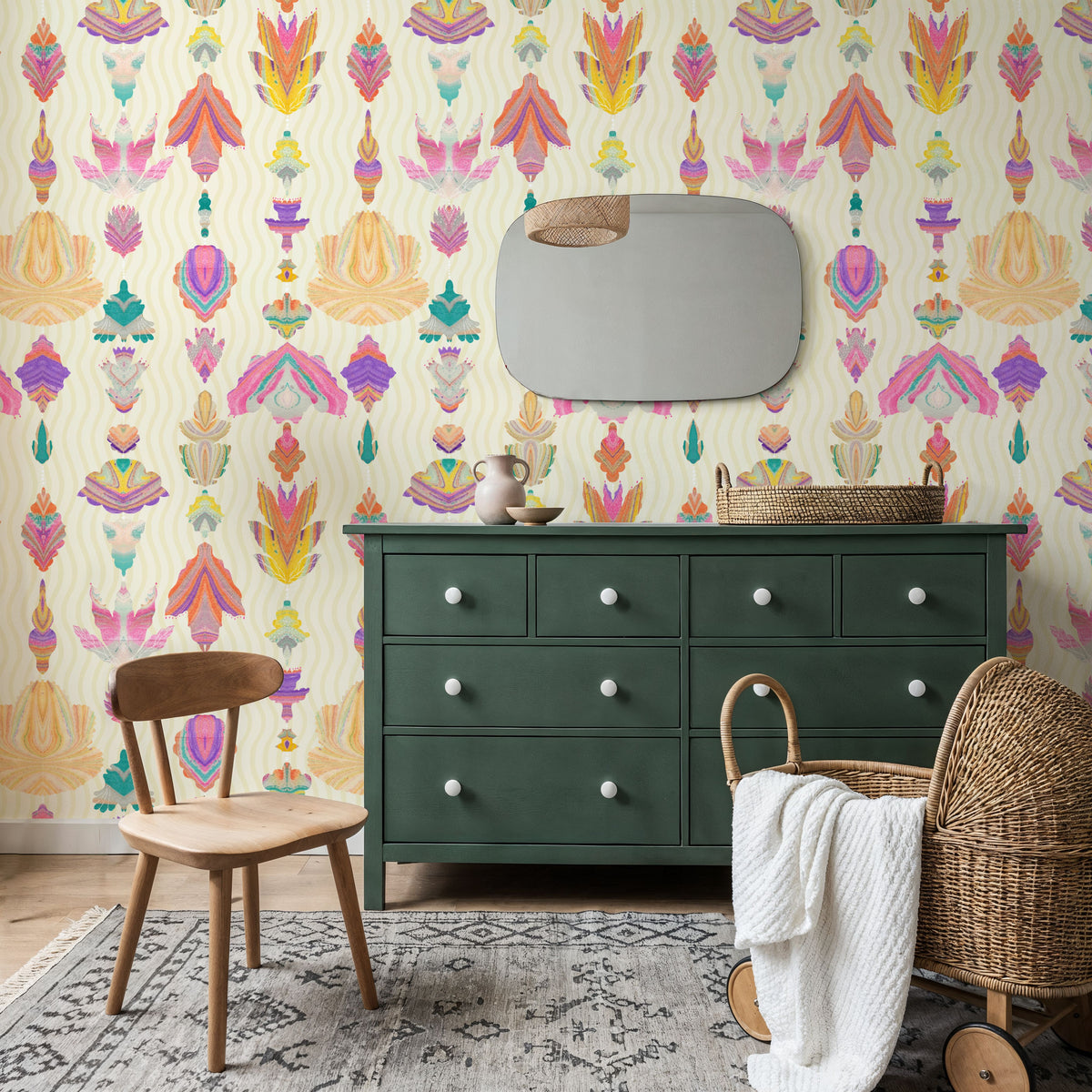 Marble Flowers, Cream Mural Wallpaper - room preview 05