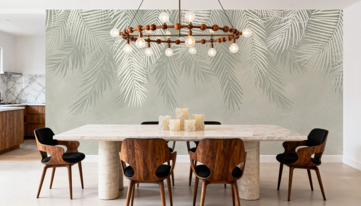 Palms Above, Mint Green Mural Wallpaper - room preview 05