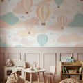 Hot Air Ballon Clouds Mural Wallpaper - room preview 05