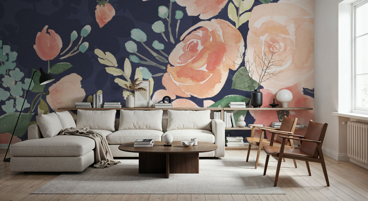 Blooming Delight III Blue Mural Wallpaper - room preview 05