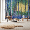 Birch Forest Flower Garden Mural Wallpaper - room preview 05