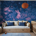 Rabbits Blue Pink Mural Wallpaper - room preview 05