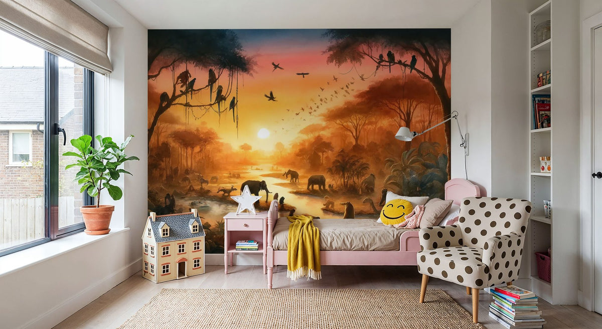 Twilight Serenity in the Jungle Abode Mural Wallpaper - room preview 05