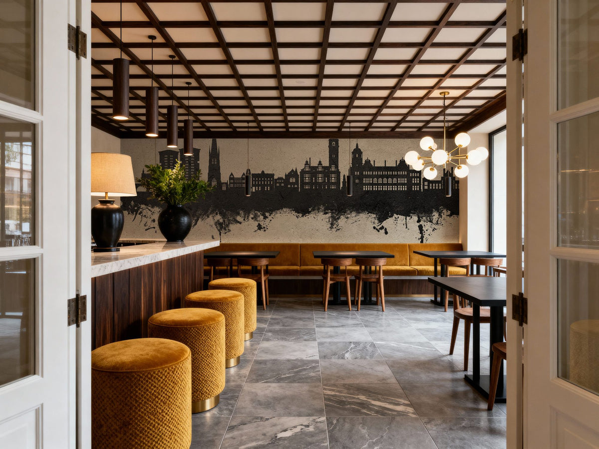 Wakefield England Skyline Concrete Mural Wallpaper - room preview 05
