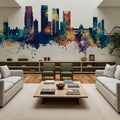 Dhaka Bangladesh Skyline Blue & Bronze Mural Wallpaper - room preview 05
