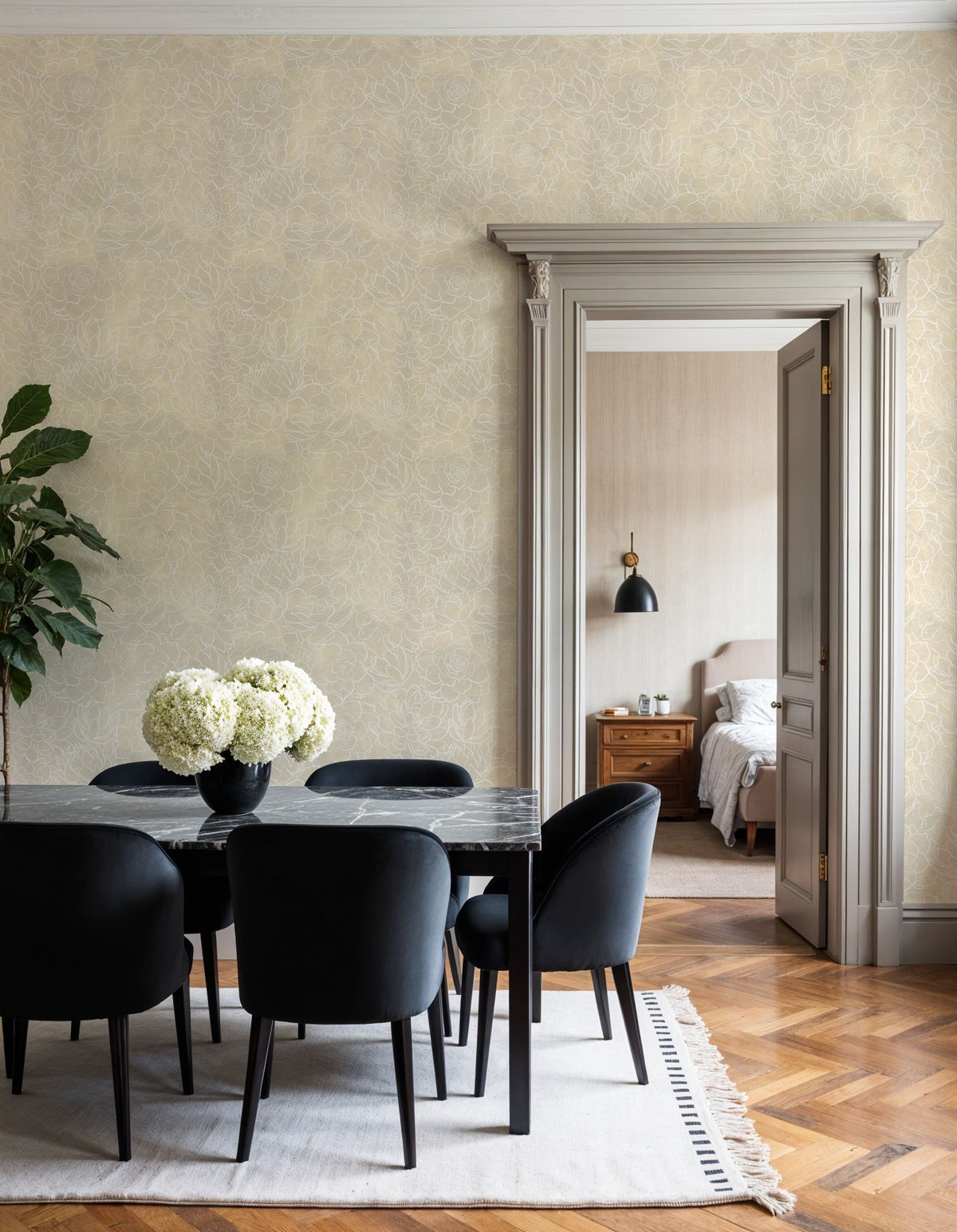Cream Peony Mural Wallpaper - room preview 05