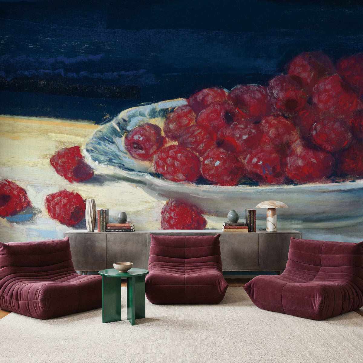 Bowl of Raspberries Mural Wallpaper - room preview 05