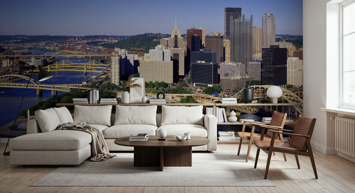 Golden Bridges Cityscape Mural Wallpaper - room preview 05