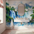 Tropical Waterfall - Watercolor Landscapes Series Mural Wallpaper - room preview 05