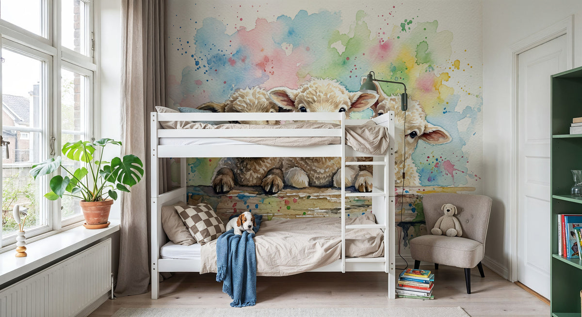 Sheep - Cute Baby Animals Series Mural Wallpaper - room preview 05