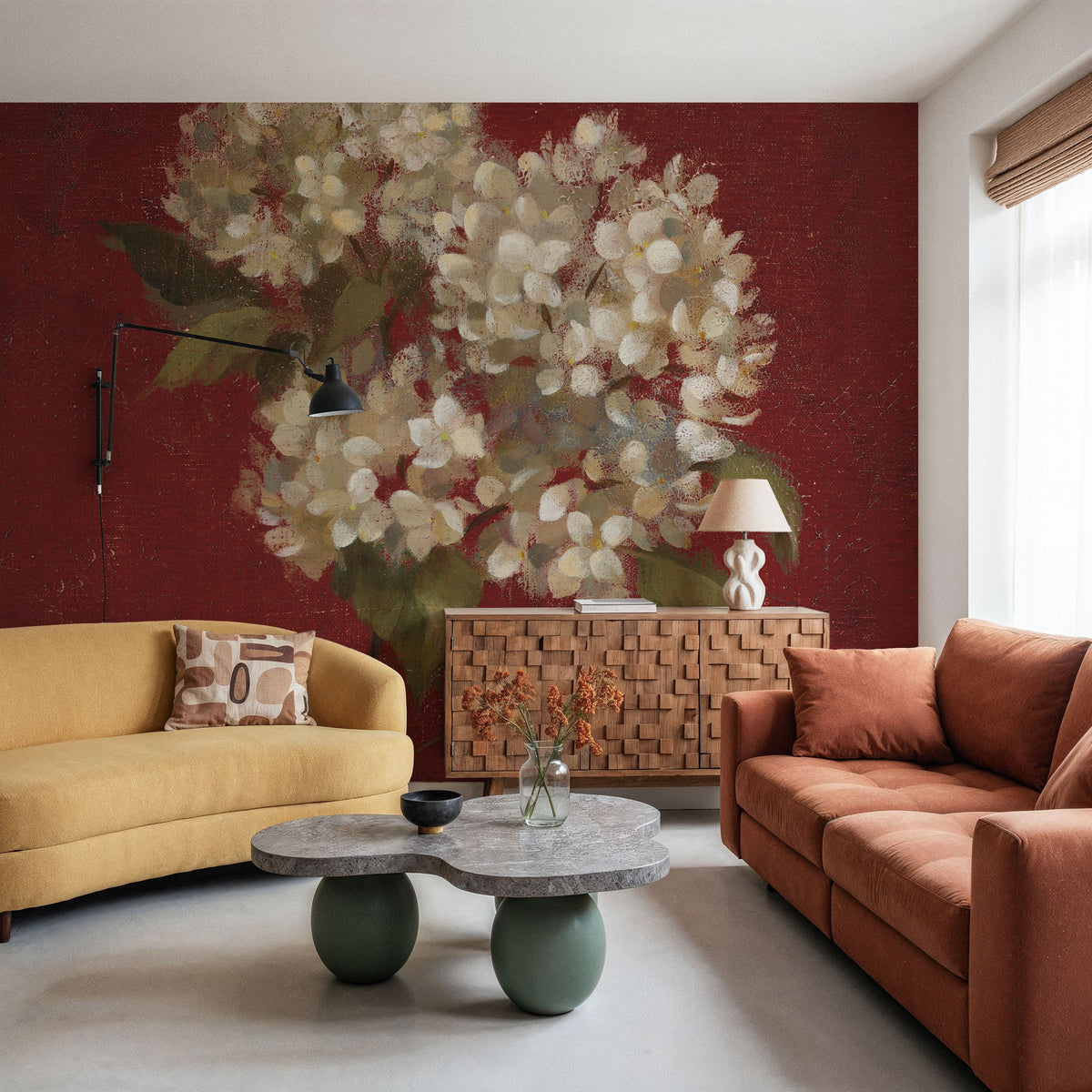 Hydrangea Blooms Mural Wallpaper - room preview 05