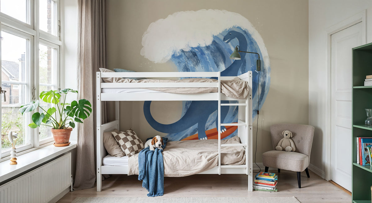 Surfing Brontosaurus Mural Wallpaper - room preview 05