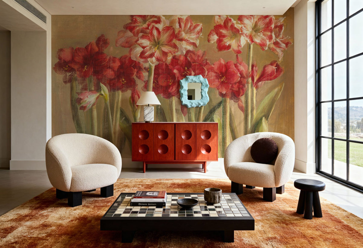 Winter Amaryllis Mural Wallpaper - room preview 05