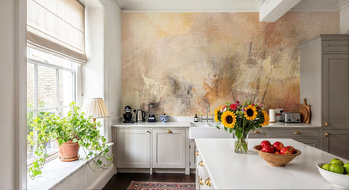 Soft Abstract Beige Mural Wallpaper - room preview 05