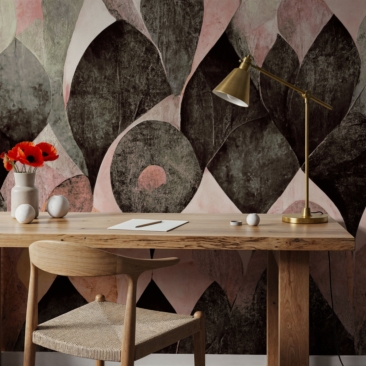 Dry Leaves, Rose Mural Wallpaper - room preview 05