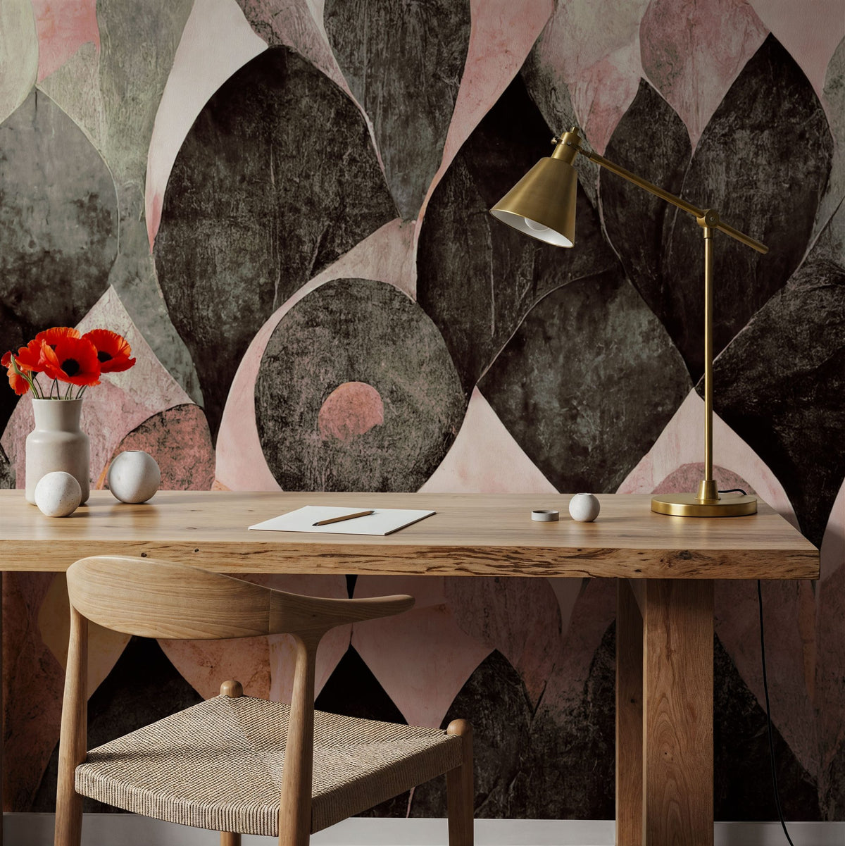 Dry Leaves, Rose Mural Wallpaper - room preview 05