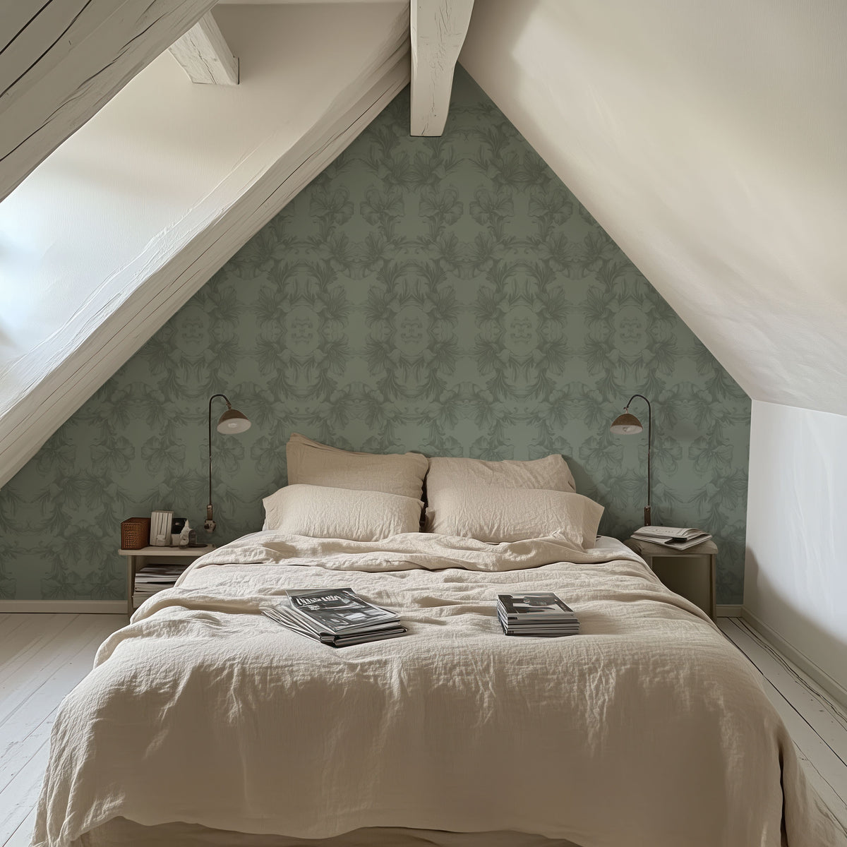 Flower Bridges Mint Mural Wallpaper - room preview 05