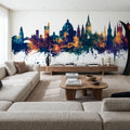 Oxford England Skyline Blue & Bronze Mural Wallpaper - room preview 05