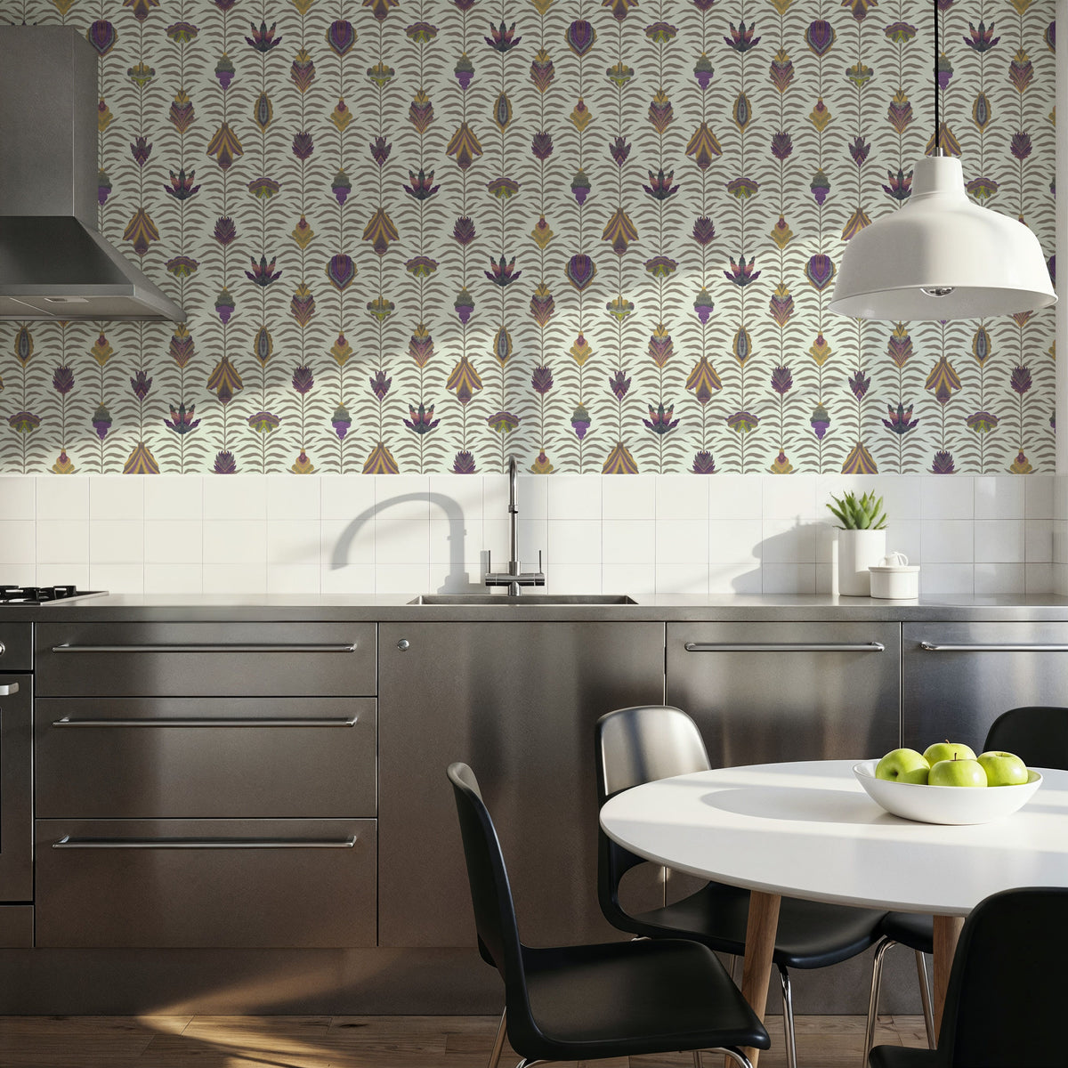 Marble Papers Flowers V.2, Lilac Mural Wallpaper - room preview 05