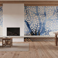 Shibori Coral II on Linen Mural Wallpaper - room preview 05