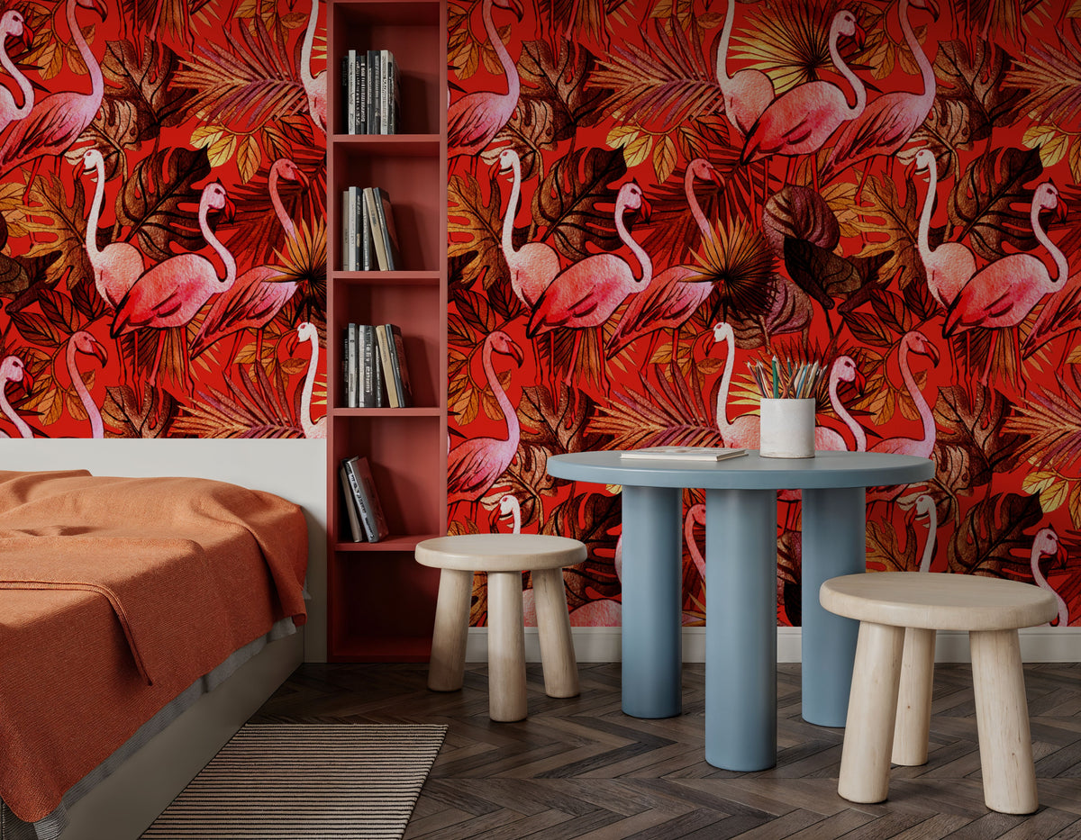 Tropical Flamingo Mural Wallpaper - room preview 05