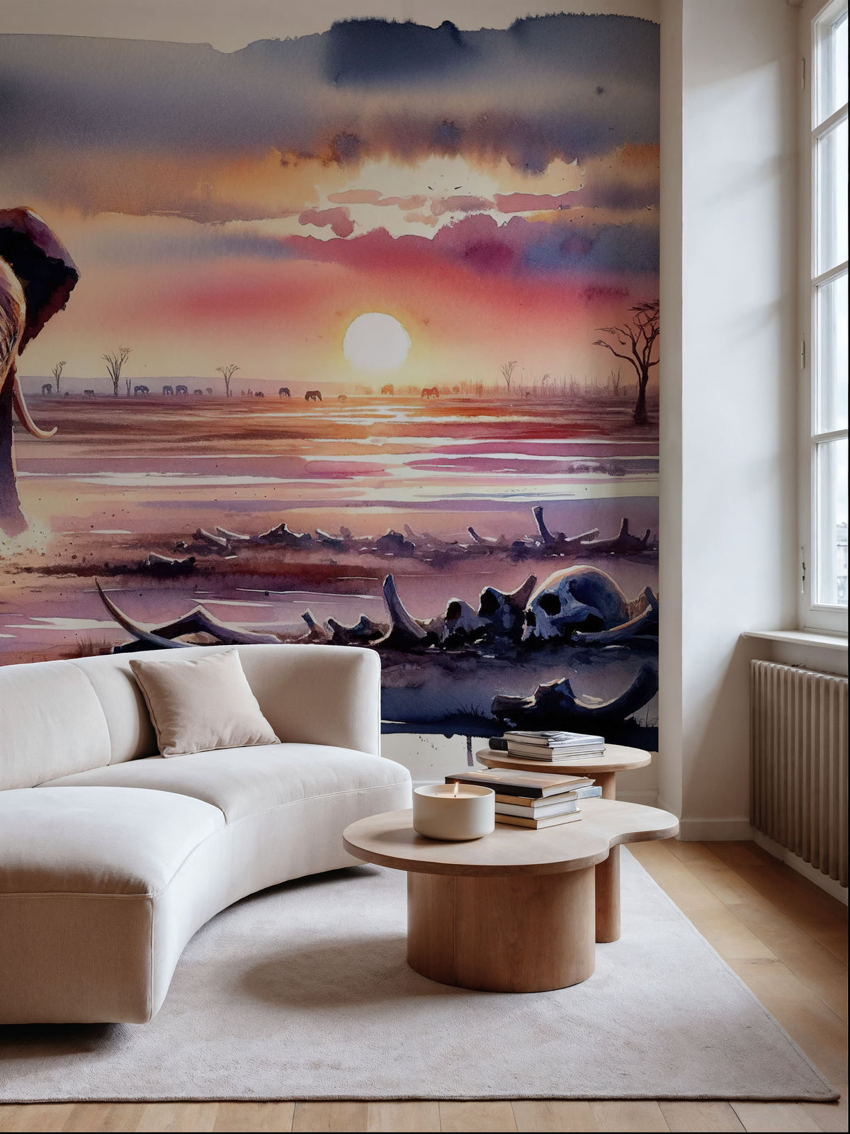 Elephant's Twilight Path Mural Wallpaper - room preview 05