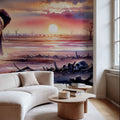 Elephant's Twilight Path Mural Wallpaper - room preview 05